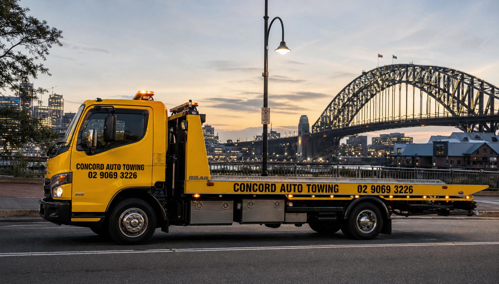 Concord Auto Towing flatbed tow truck in Sydney